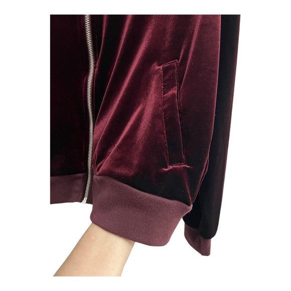 American Apparel Velvet Track Jacket with Pockets Maroon Size Medium - Picture 9 of 15